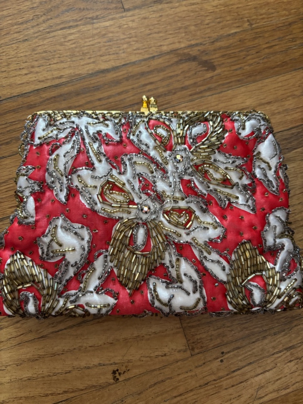 Vintage! 1950’s WALBERG Hand Beaded in Hong Kong Purse Gold-tone Clasp & Chain - Picture 5 of 5